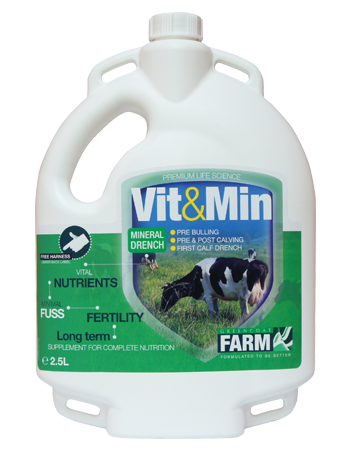 Vit & Min Cattle Mineral Drench - Highly concentrated liquid supplement containing the full spectrum of
nutrients required to maintain cattle in peak condition all year round